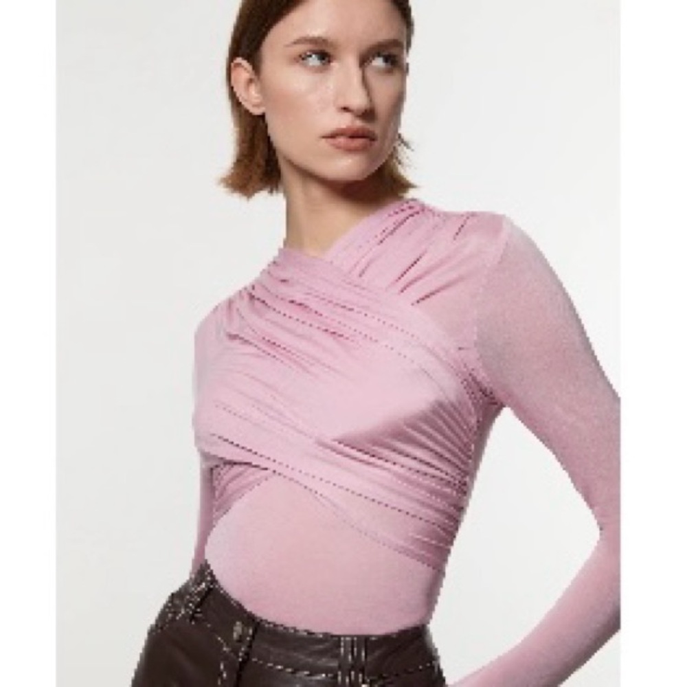 NWOT Karen Millen Pink Wrap Blouse